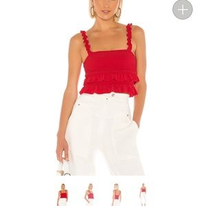 Lovers + Friends red crop top